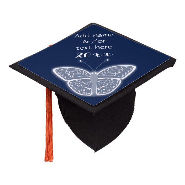 White Butterfly â€¢ Choose Color â€¢ Add Name/Text Graduation Cap Topper