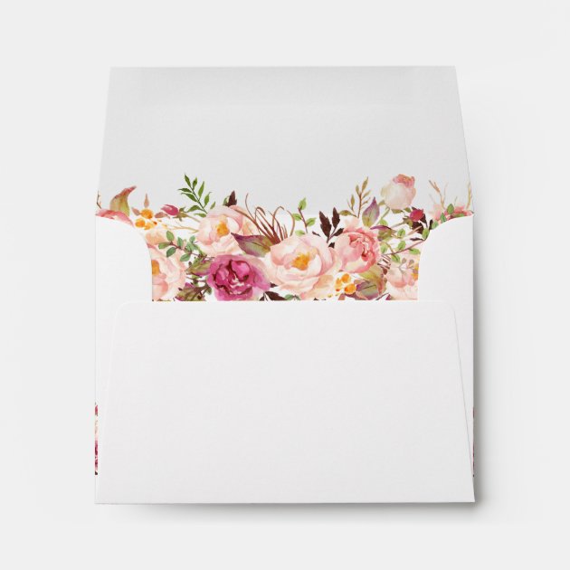 For RSVP Card - Elegant Chic Gold Pink Floral Envelope
