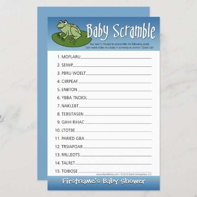 Baby Shower Game - Baby Word Scramble