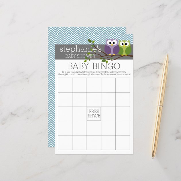 Baby Shower Game - Bingo - Boy Owl