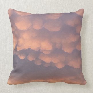 Pink Cotton Ball Clouds Throw Pillow