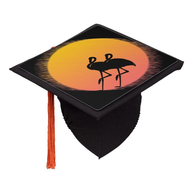 Sunset Flamingo Tranquility Graduation Cap Topper