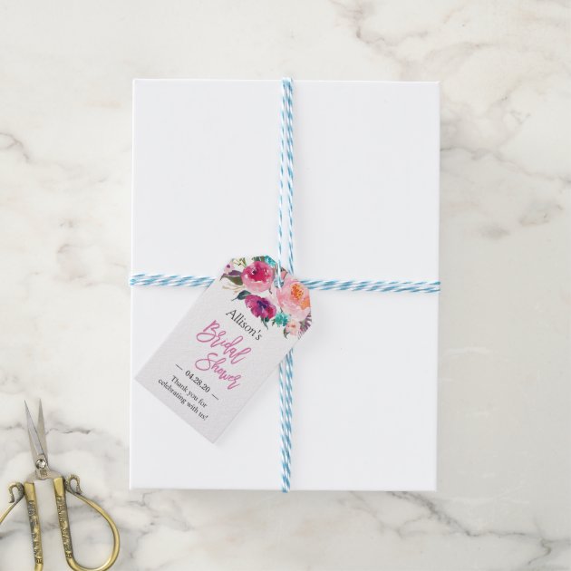 Bridal Shower Modern Watercolor Floral Thank You Gift Tags