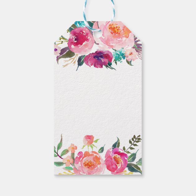 Bridal Shower Modern Watercolor Floral Thank You Gift Tags