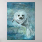 Harp Seal Watercolor Art Poster | Zazzle