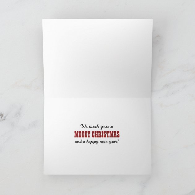 Christmas Cows In Santa Hat And Antlers Holiday Invitation