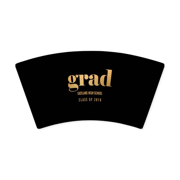 Grad Faux Gold Foil Bold Typography Black Paper Cup