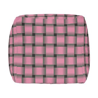 Striped Pink Basket Weave Outdoor Pouf