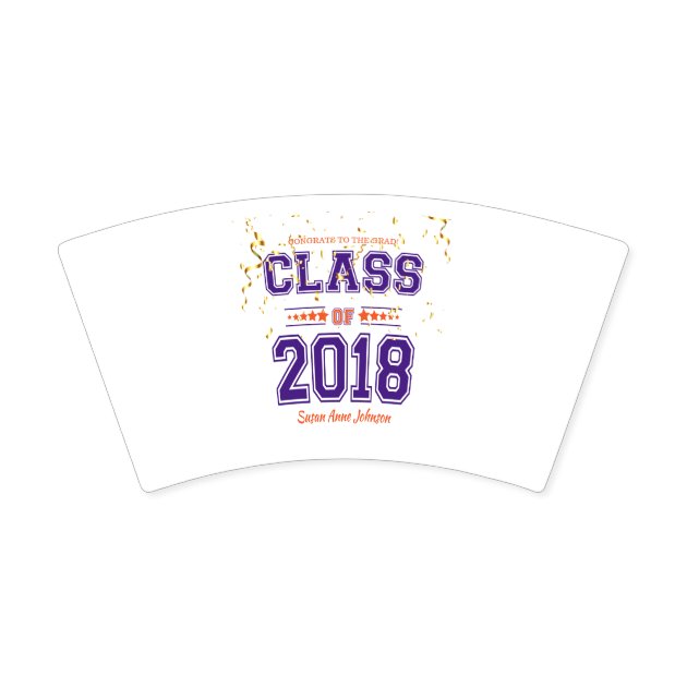 Class Of 2018 Grad Party Purple And Orange Paper Cup