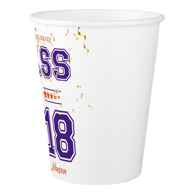 Class Of 2018 Grad Party Purple And Orange Paper Cup