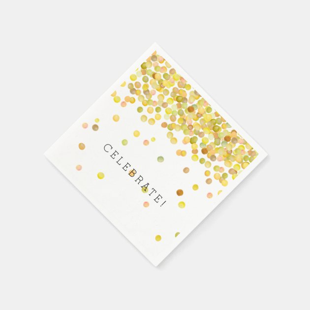 Yellow Gold Confetti Dots Paper Napkin