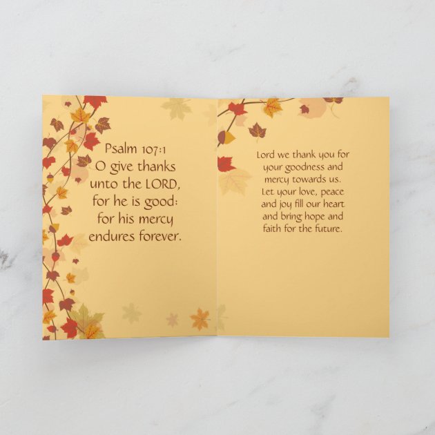 Give Thanks To The Lord Thanksgiving Prayer Card