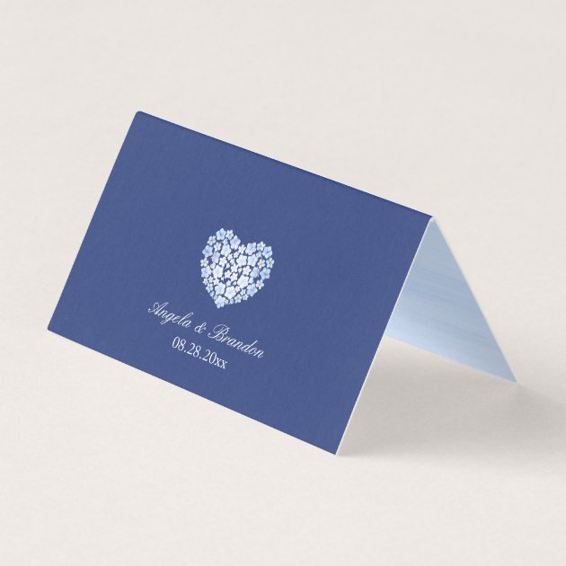 Forget Me Nots Floral Royal Blue Wedding Table Place Card