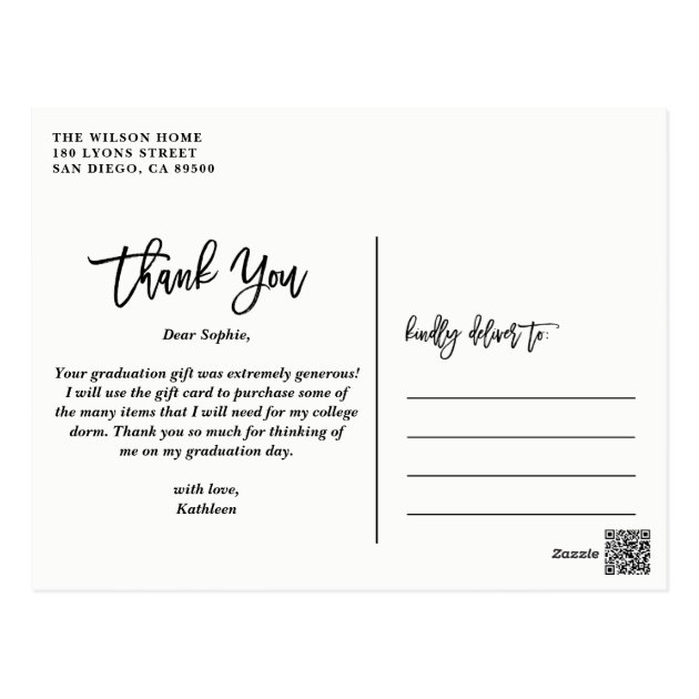 Rustic Hand Lettering Photo Graduation Thank You Postcard