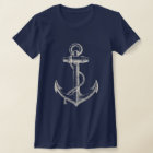 Anchor Nautical Graphic T Shirt Tee Blue White | Zazzle
