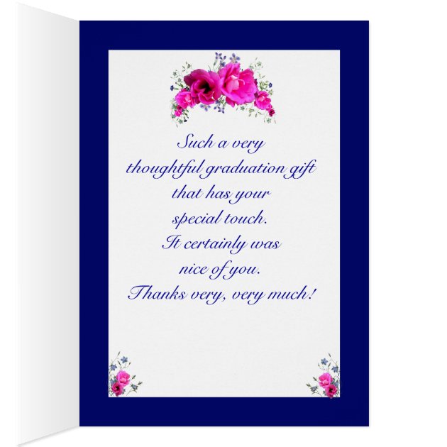 Pink Flowers Thank You For Graduation Gift Card