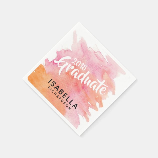 Modern Watercolor | Personalized Graduation Paper Napkin