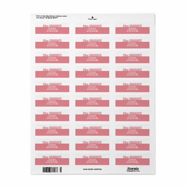 Clean Simple Pink White Any Year Graduation P01 Label
