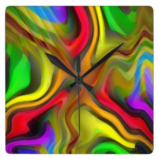 Psychedelic Breakfast Square Wall Clock