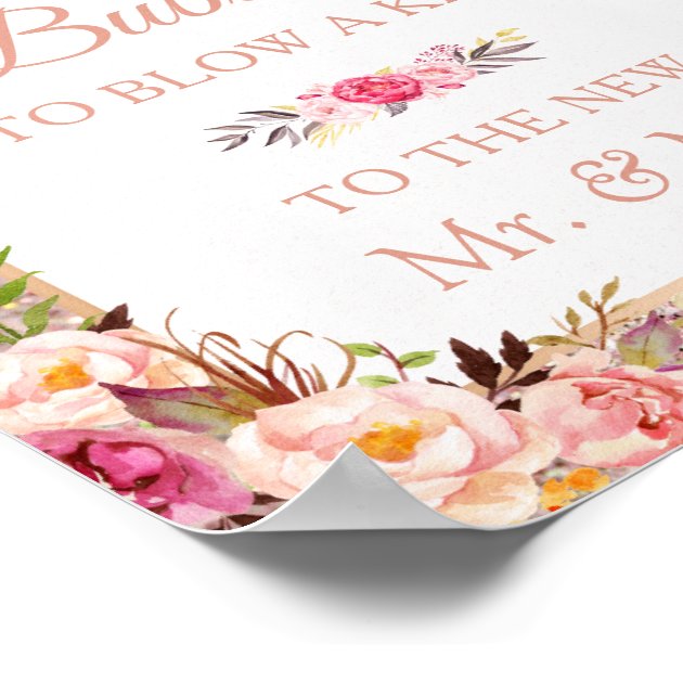 Rose Gold Glitter Floral Please Take Bubbles Sign