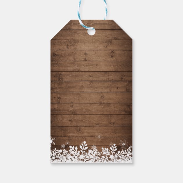 Rustic String Lights Snowflakes Winter Wedding Gift Tags