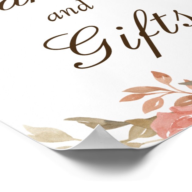 Cards And Gifts - Rustic Autumn Beige Floral Sign