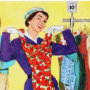 Cute retro vintage shopping lady postcard | Zazzle.com