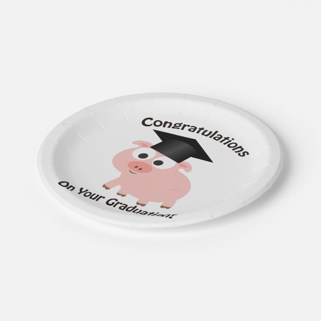 Congratulations On Your Graduation! Pig Paper Plate