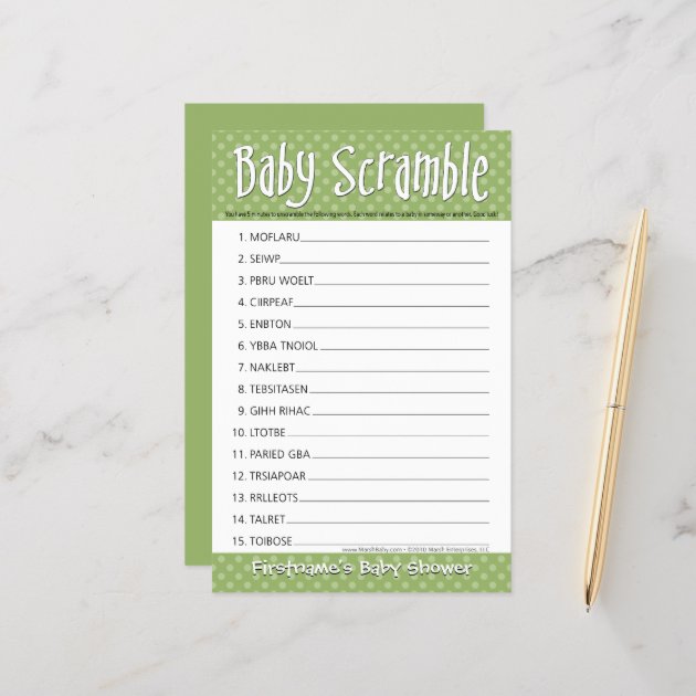 Baby Shower Game - Baby Word Scramble