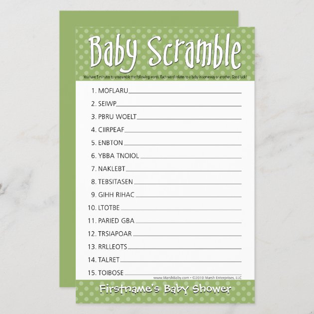 Baby Shower Game - Baby Word Scramble