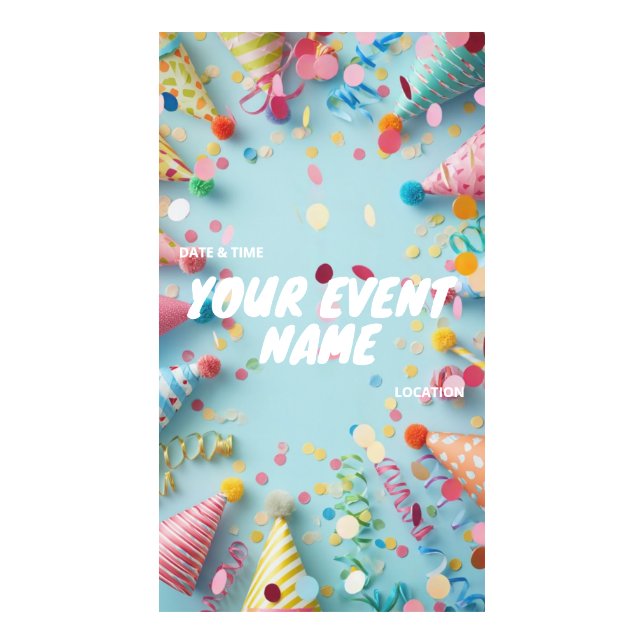 Colorful Confetti and Party Hats Festive Birthday Digital Templates (Front)