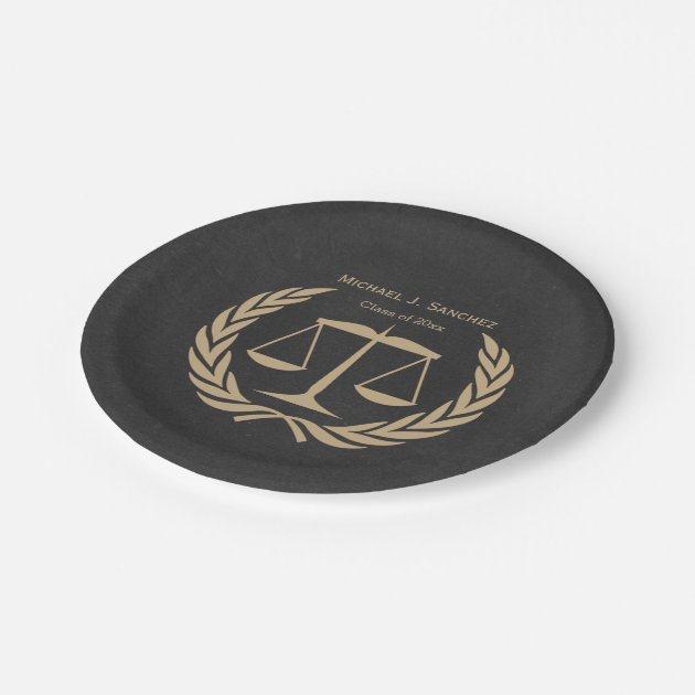 Classic Scales Of Justice Law School Graduation Paper Plate