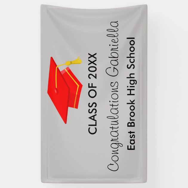 Class Of 20XX Red Cap Graduation Banner