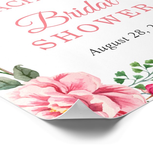 Chic Blush Pink Flowers Bridal Shower Welcome Sign