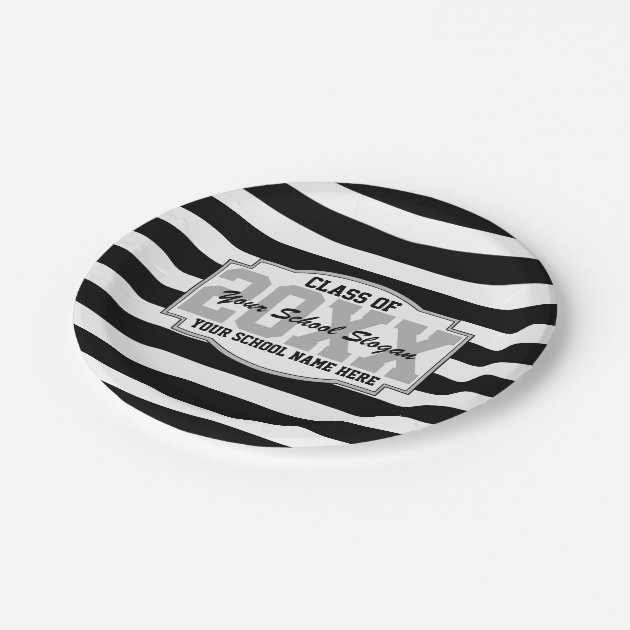 Striped Class Of 20XX Graduation Party Paper Plate