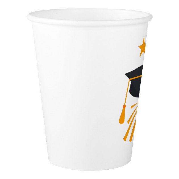 Graduation Congrats Grad Cap Diploma Stars Custom Paper Cup