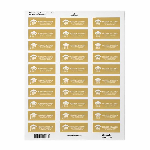 Modern White On Gold Class Of 2017 Graduation Label