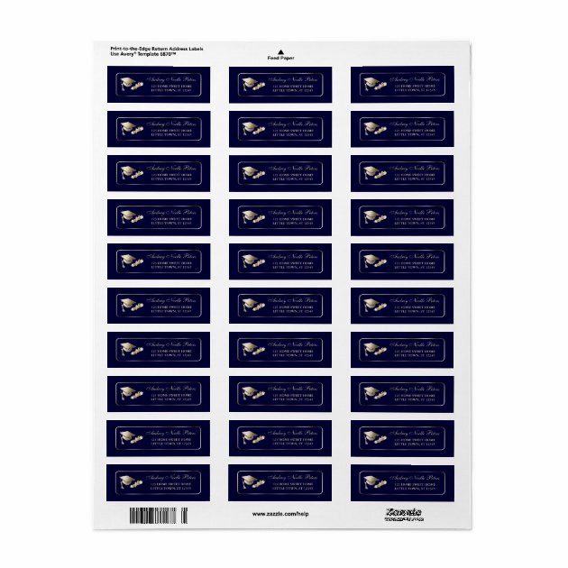 Classy Blue And Gold Graduate Address Labels