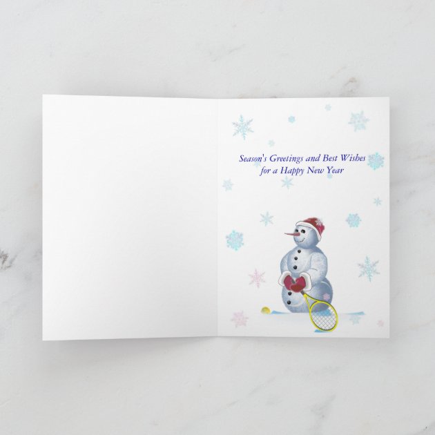 Tennis Snowman Happy Holidays Holiday Invitation