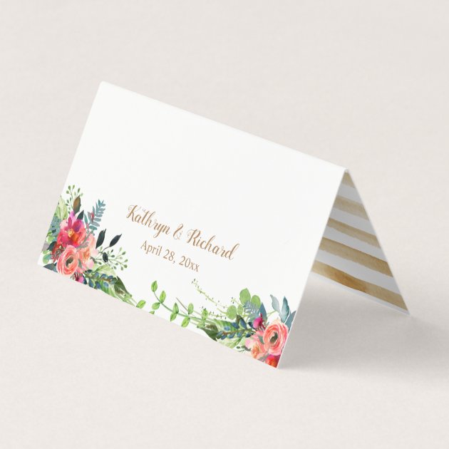 Boho Country Floral Watercolor Wedding Place Card