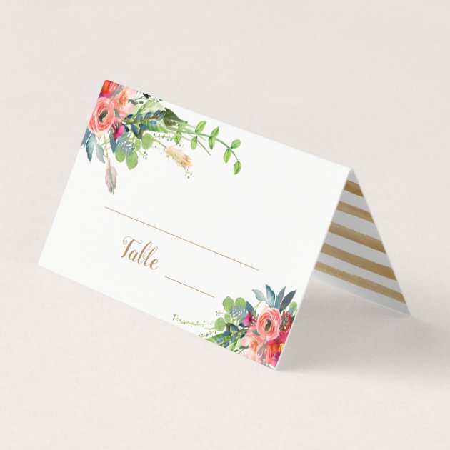 Boho Country Floral Watercolor Wedding Place Card