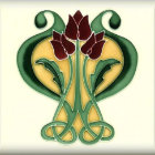 Art Nouveau Rose Tile Classic Round Sticker | Zazzle