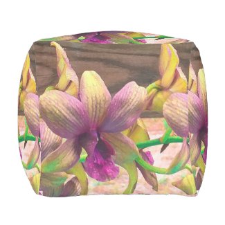 Orchids Blooming Outdoor Pouf