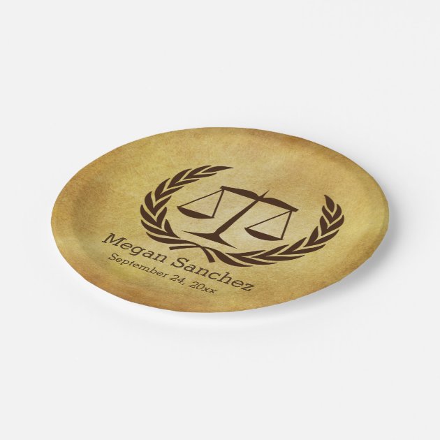 Classic Scales Of Justice Law School Graduation Paper Plate