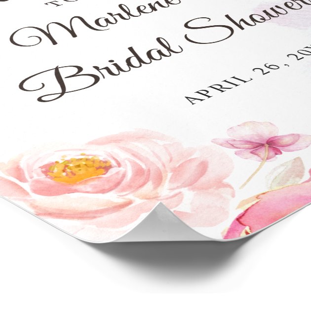 Watercolor Pink & Gold Floral Bridal Shower Sign