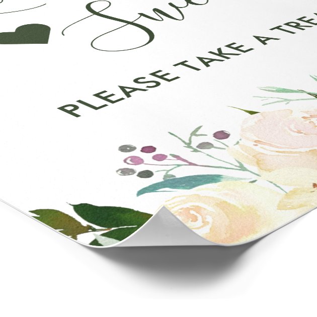 Greenery Rustic Floral Love Is Sweet Dessert Bar Poster