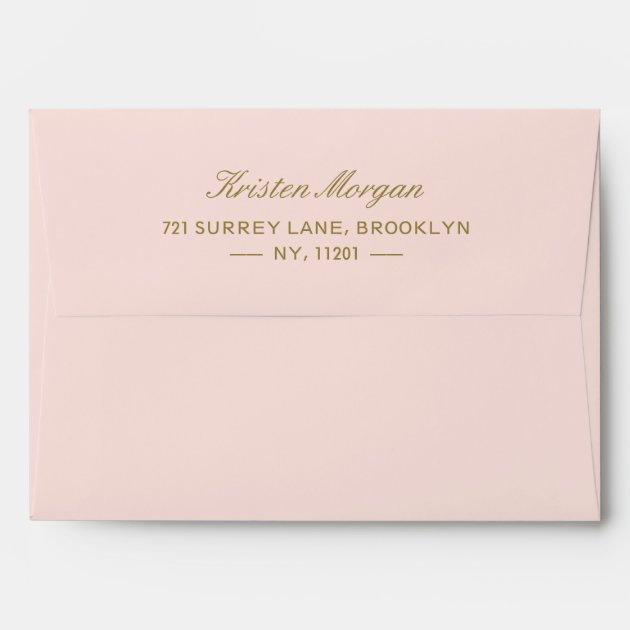 Blush Pink Gold Glitter Floral With Return Address Envelope