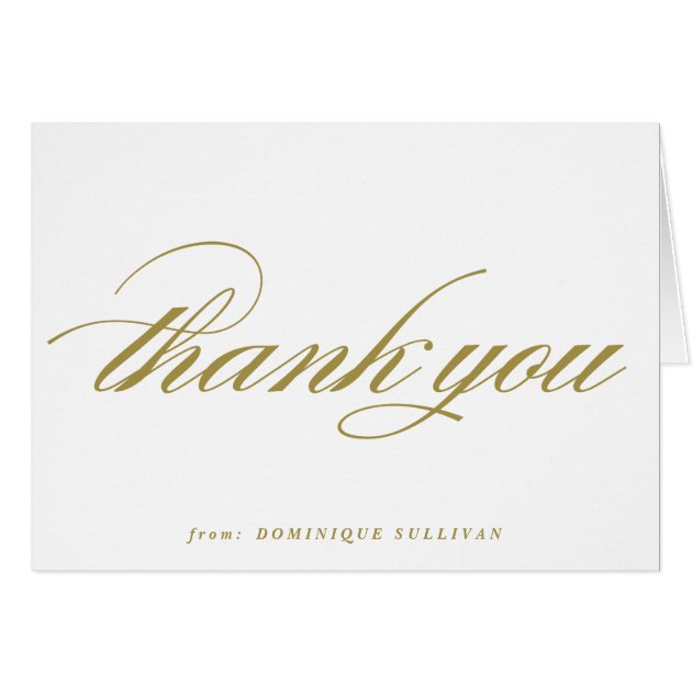 Gold Elegant Script Personalized Thank You Card