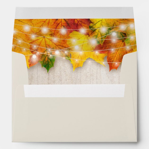 5x7 Rustic Autumn Maple Leaves String Lights Envelope