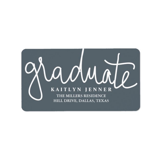 Casual Graduate Typography Navy Blue Label